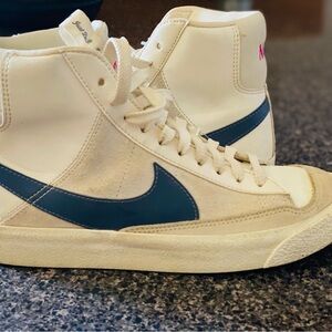 Nike High-Tops with Navy Swoosh